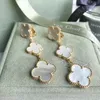 S925 순수한 실버 3pcs 꽃 목걸이 모양 Dangle Earring with white shell 18k real gold real gool for 여자와 여자 친구 2448467