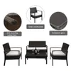 Conjuntos confortáveis ​​indoor 2 pcs cadeiras de braço 1pc assento de amor de vidro temperado mesa de café rattan sofá conjunto gradiente marrom