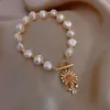 S1710 Hot Fashion Smycken Vintage Daisy Pendant Sunflower Pearl Beads Armband