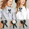 Pins, Brooches Black Bowtie Ribbon Bow Brooch Collar Necktie Accessories Fashion Camellia Flower For Women Cloth Art Dresses Accessory
