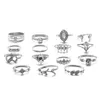 Diamond Heart Crown Silver Knuckle Ring set di gioielli da donna Anelli midi impilabili combinati Moda volontà e regalo sabbioso