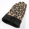 Queda e inverno luvas de couro genuíno para as mulheres Real Goatskin Suede Dedo Macio Moda Leopardo Imprimir Mittens finos 1