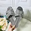 Sexy Summer 2020 Rhinestone Runway Slippers Women Genuine Leather Stone Grain Flip Flops Crystal Flat Shoes Woman1