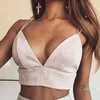 Hot Sale Seamless Gym Bra Summer Bralette Crop Top Sexy Pink Strappy Suede Cami Camisole Casual Women Tops Workout Underwear