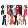 2020 Bohemian Polka Dot Floral Printed Ribbon Bow Hair Scrunchies Women Elastic Hair Band Ponytail Scarf Hair Ties Accessories5470729