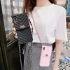 Carteira Fashion Case Para iPhone 12 11 Pro MAX Case Crossbody PARA 12 7 8 6 Plus XS MAX XR Handbag Purse Long Chain Silicone Card Pocket Cover