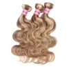 Nami Brown e loira destaque cor ombre pacotes de cabelo humano com fecho frontal piano cor 8/613 extensões de cabelo onda de corpo reto