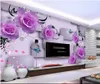 photo personalizzato sfondi 3d murale carta da parati Purple rose fiore di modo murale per vivere stanza 3D carte sfondo parete decorazione della casa