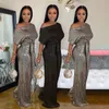 2020 fashion shiny party women's sequined jumpsuits sexy skew collar short sleeve rompers wide leg pants lace-up fashion overall Y200904