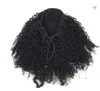Mongolski brak plątaniny No Sheddin Afro Curly Costum 3C Sznurka Kucyk Naturalny czarny od 12 do 26 cali 120 g ludzkich splot włosów elastyczne opaski