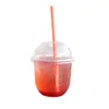 100pcs Disposable milk tea cup plastic fruit fishing transparent yogurt pearl package juice creative fat cup with lid Y200107290p