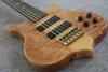 Ny 6 String Hals Thru Body Bass och Rosewood Fingerboard 24 Frets, Guldhårdvara och Aktiva Pickups Kina Elektrisk Gitarrbas