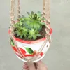 Hangmanden Bloempot Plant Houder Pot Macrame Plant Hanger Opknoping Planter Mand Jute Touw Gevlochten Craft Vintage Decor DLH446