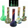 DHL 7.4'' Glowing in the dark beaker bong Water Pipe Colorful Silicone Bong Dab rig shiasha hookah portable