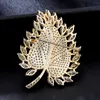 Unisex pins broches geel goud vergulde bling cz bladbroche pin voor mannen vrouwen voor feest bruiloft mooi cadeau71646644