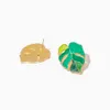 Tropical Plant Shape Green Enamel Leaf Drop Earrings Monstera Leaf Pendant Earrings for Women Summer Party Jewelry Gift