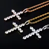 Projektant Biżuteria Hip Hop Cross Wisiorek Kobiety Męskie Naszyjnik Luksusowy Charms Diament Iced Out Wisiorki Rose Gold Silver Rapper Hiphop Bling Nowy