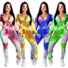 Plus size 2X Fall winter clothing Women tracksuits long sleeve jacket coat+pants tie dye two piece set casual outfits sportswear 3880