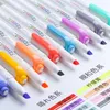 5 pezzi di colori delicati evidenziatori penne set doppia punta audace fine amichevole pennarello fluorescente lettere disegno ufficio scuola F7821003040