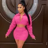 Survêtements pour femmes Ruché Sexy Deux Pièces Ensemble Femmes Jupe Et Top Plus Taille Mini Pour Party Club Élégant 2 Ensembles Femmes Tenues