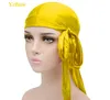 الجديدة 18 الألوان أزياء الرجال الحرير Durags باندانا العمامة الباروكات للرجال حريري Durag أغطية الرأس العصابة القراصنة إكسسوارات الشعر هات