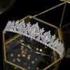 Lyxig cubic zirconia droppande huvudbonader Brudkristallkrona Bröllopshår Tillbehör Skönhetsgradering Crown Bride Tiaras Y200807