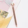 1 pc Big Diamond Crystal Pen Gem Ballpoint Pióro Pierścień Ślub Office Metal Ring Roller Black Rose Gold Silver Różowy