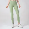 Women Leggings sweatpants Yoga Pants No Embarrassing Exercise Stretch Solid Double Noodles Nine-point Black