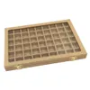 54 Mini Grids Clear Glass Lid Jewelry Tray Box Showcase Display Storage for Home Shop Counter Organizer Ring display box glasses M289W