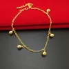 Tobilleras de moda chapadas en oro de 24 quilates para mujer, cadena de sandalias descalzas con joyería de pie de campana pequeña de ritmo fascinante