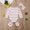 Baby Striped Sleeping Bags Long Sleeve Button Slepping Pack Infants Swaddle Headbands or Hat Set Toddler Burp Wrapped Photograph Props M2547