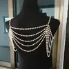 High-end custom elegant multilayer pearl chain necklace pendants women wedding shoulders chain bridal body jewelry collier