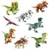 Mini figuras blocos dinossauro Jurassic Parque Velociraptor Tiranossauro Rex Building Blocks Define Crianças Brinquedos presente Bricks