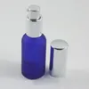 Bottiglie di stoccaggio Barattoli da 30 ml Bottiglia di profumo in vetro satinato verde/blu satinato ricaricabile, spray argento da 1 oz e pompa per lozione