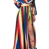 Abiti casual Abiti coreani Abbigliamento Boho Chic Beach Wear Womens Long Maxi Bohemian Style Bodycon Color Stripe Stampato Sexy Solid