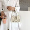 Borsa tessuta fatta a mano per borsa a tracolla da donna da donna estate 2020 Corea del Sud borsa shopper moda piccola borsa quadrata con perline nere