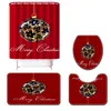 Christmas scenery printed carpet shower curtain 4piece toilet seat cover floor mat bathroom non slip mat bathroom sets shower cur8088636