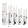 0,5 ml 1,0 ml Kartuschen Zerstäuber TH205 Weiß / Schwarze Mundstücke 2.0mm Keramikspulen Glas Vape Carts Fit Vorheiz Pen Batterie