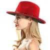 Trend Red Black Patchwork Wool Felt Jazz Fedoras Hat For Men Women Top Cap Winter Panama Women Hats For Church British Flat Caps Y9079074