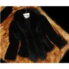 manteau de vison imitation femmes manteau court conception col de fourrure de renard femmes hauts et chemisiers Y200926