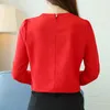 Jesień Czerwona Elegancka Szyfonowa Bluzka Kobiety Z Długim Rękawem Koszula Top Femme Office Bluzki Casual Damskie Topy Blusas A91 30 210512