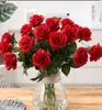 Rose Fiori finti Real Touch Materiale Fiore artificiale Decorazione di nozze per la casa Regalo di San Valentino 43cm 24 Disegni BT208