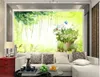 Świeże zielone kwiaty doniczkowe tapety ręcznie malowane salon tła dekoracji ściennej malowanie okno ścienne tapety