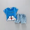 Conjunto de roupas infantis de desenho animado para meninos, camiseta de 2 cores, camiseta curta, jeans, camisa de manga curta, terno de bebê, agasalho 4890845