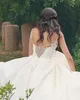 Lyxig Mellanöstern Lace Ball Gown Bröllopsklänningar 2021 Appliques Spaghetti Straps Backless Bridal Gowns Vestido de Fiesta Boda