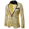 Män glänsande guld paljett glitter utsmyckad blazer jacka nattklubb blazer bröllopsfest kostym jacka scen sångare kläder1220l