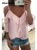 Heißer Verkauf Off Schulter Top Bluse Frauen Halbe Hülse Spaghetti Strap Rüschen Damen Tops Und Blusen Sommer Weißes Hemd blusa S-XL