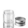 Pots en plastique de 60 ml Transparent PET Boîtes de rangement en plastique Bacs Bouteille ronde avec couvercles en aluminium Vide Pot cosmétique Conteneur GGA3644-6