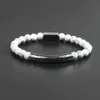 New Design Stainless Steel Tube Bar Beaded Bracelets With 6mm Natual Stone Beads Fashion Silver Couples Jewelry