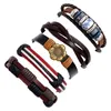 Charm Bracelets 5Pcs Retro Men Faux Leather Braided Rope Beads Bracelet Wrist Bangle Jewelry Men's Alloy Punk Viking Gift292n